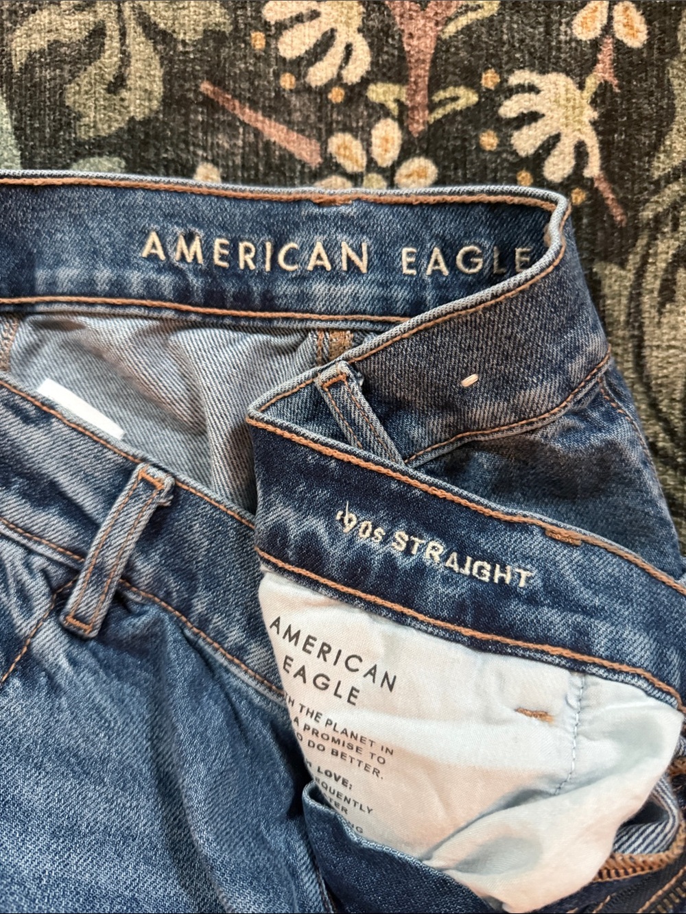 American Eagle Outfitters Women's Blue Straight Leg Jeans
